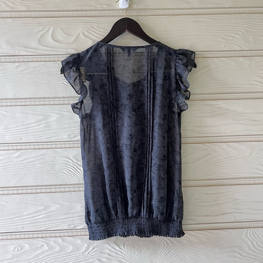 Express Charcoal Ruffle Blouse - Picture 2 of 3
